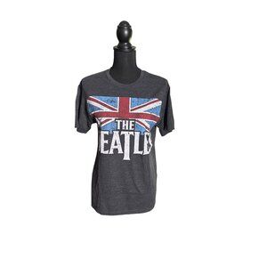 2014 Unisex "The Beatles" Union Jack Charcoal Gray Graphic Tee Shirt Size S
